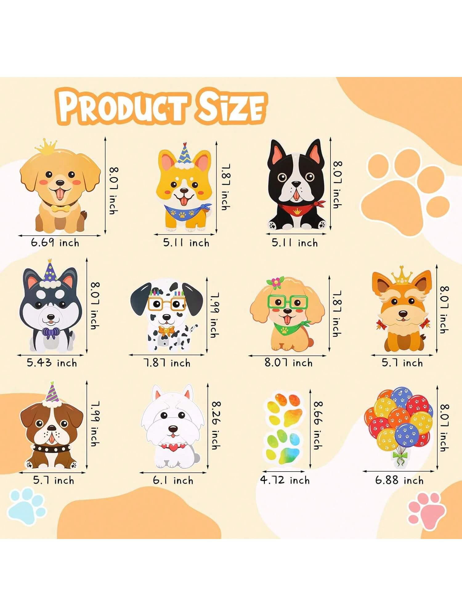 30 pcs Dog Paw Print Hanging Swirls Decorations for Puppy Birthday Party