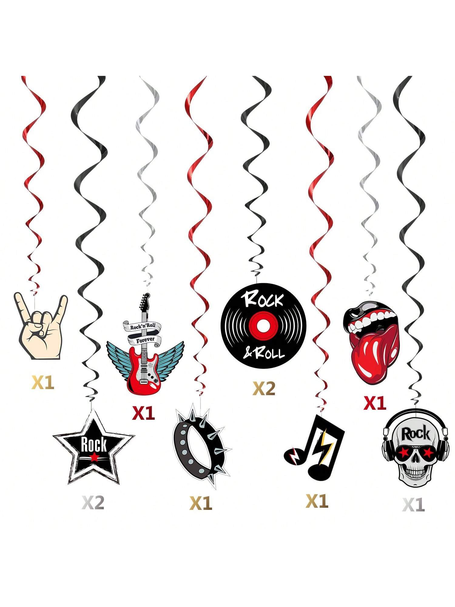30pcs Rock and Roll Music Party Hanging Swirl Ceiling Decorations