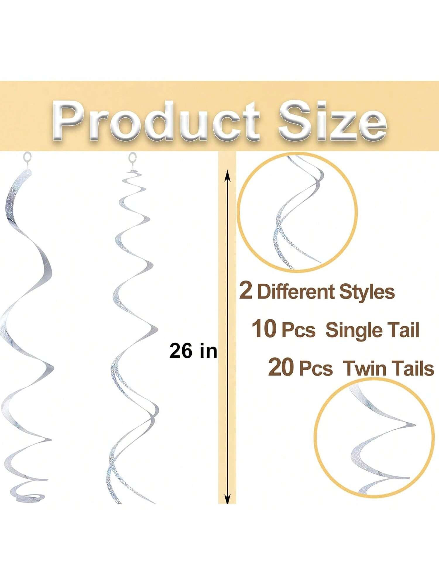 30PCS Silver Hanging Swirls 26 Inch Ceiling Party Decorations