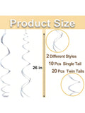 30PCS Silver Hanging Swirls 26 Inch Ceiling Party Decorations