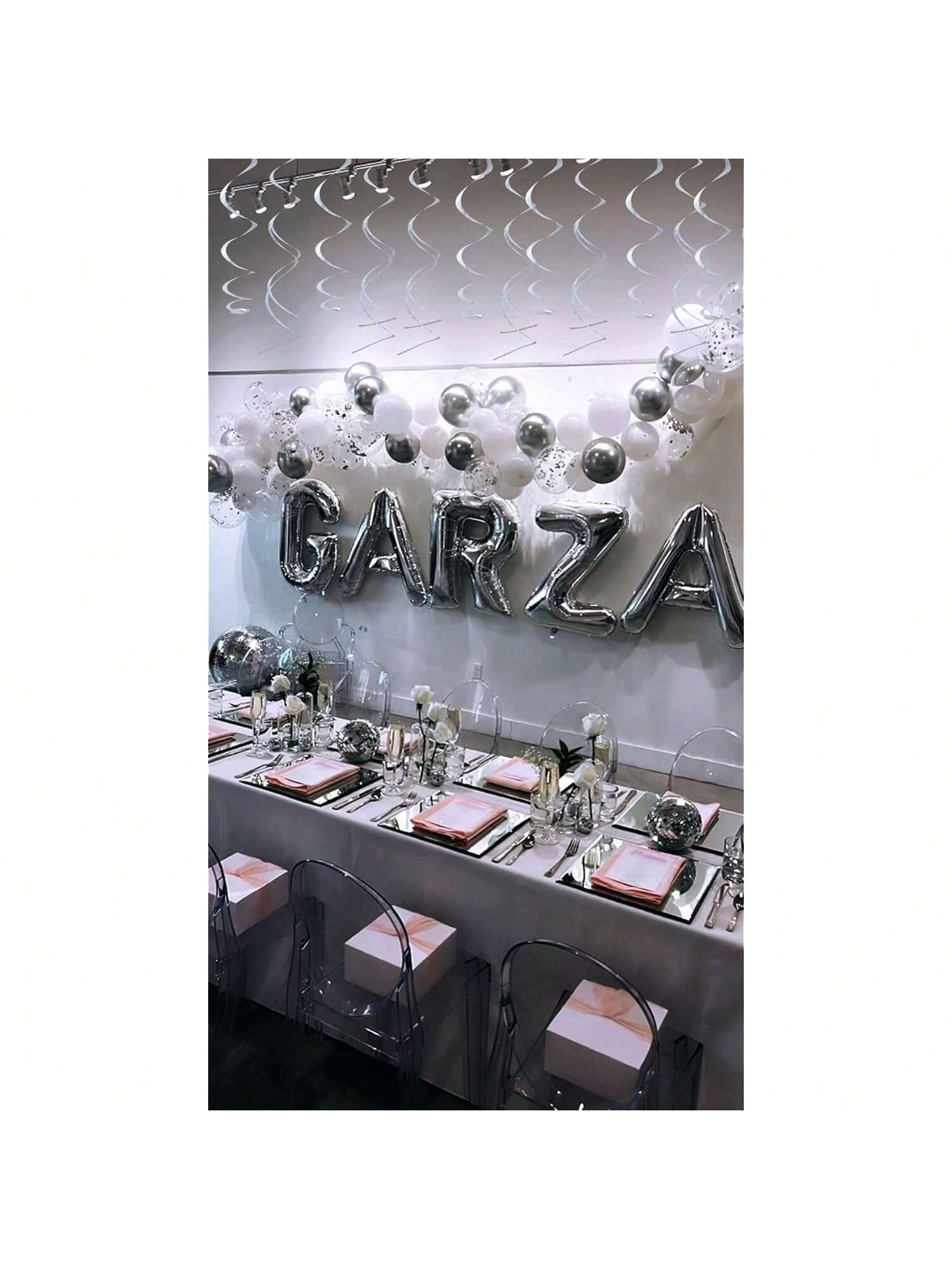 30PCS Silver Hanging Swirls 26 Inch Ceiling Party Decorations