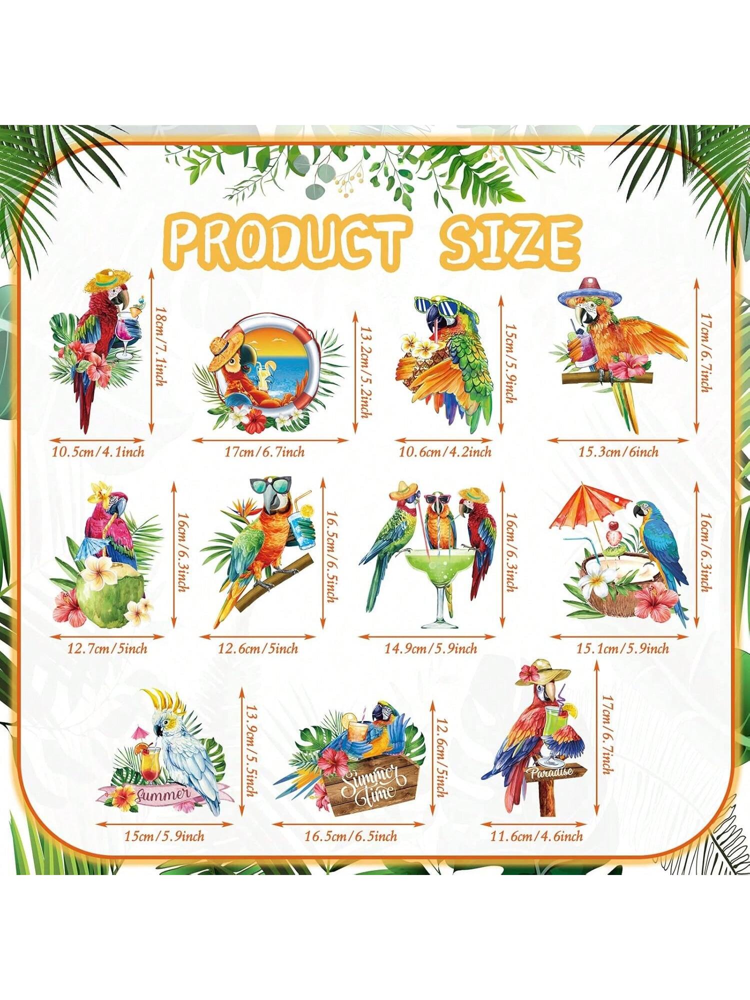 30-Piece Tropical Birds Hanging Swirls for Hawaiian Luau Beach Pool Party Decor
