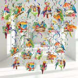 30-Piece Tropical Birds Hanging Swirls for Hawaiian Luau Beach Pool Party Decor