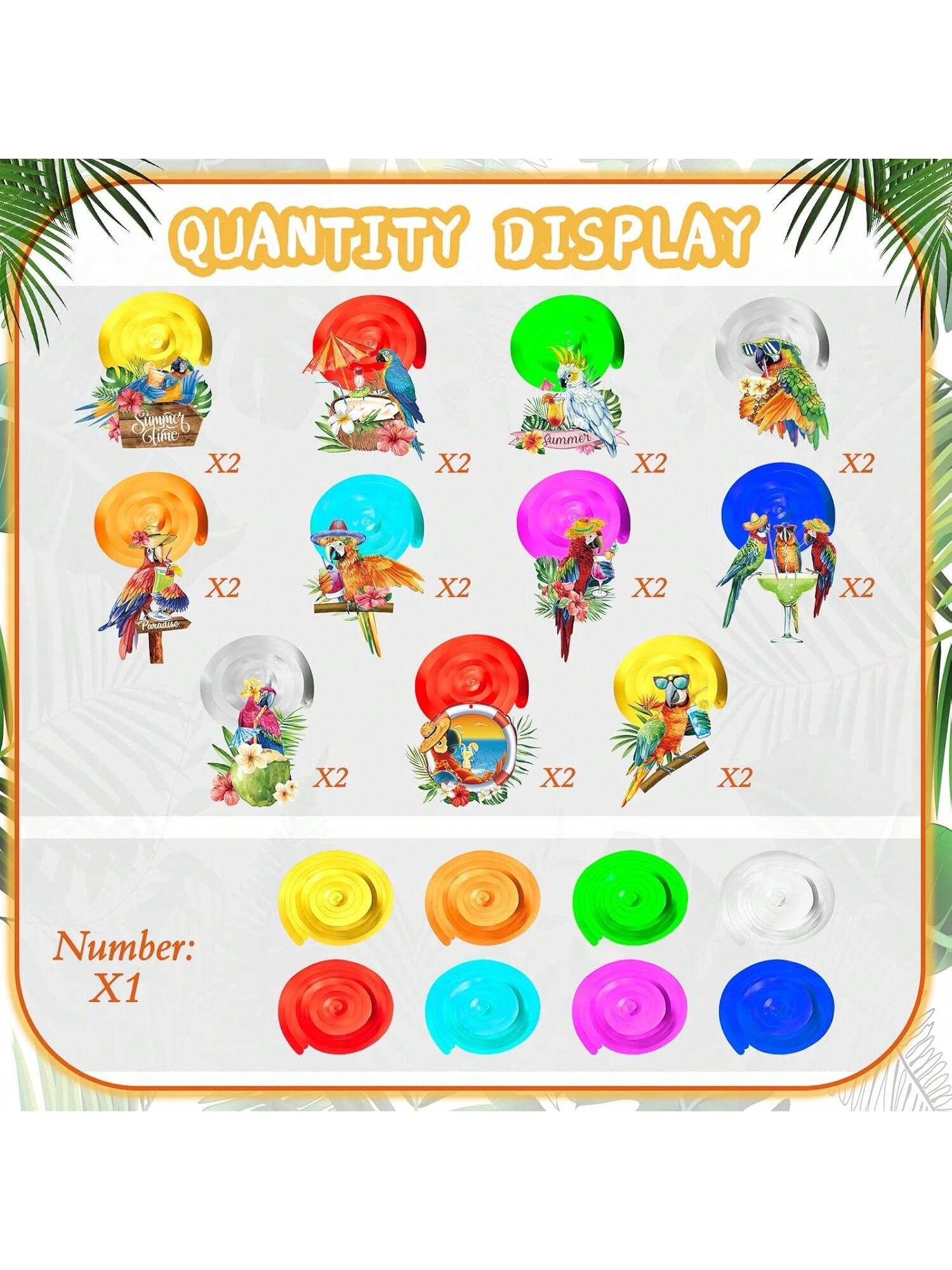 30-Piece Tropical Birds Hanging Swirls for Hawaiian Luau Beach Pool Party Decor