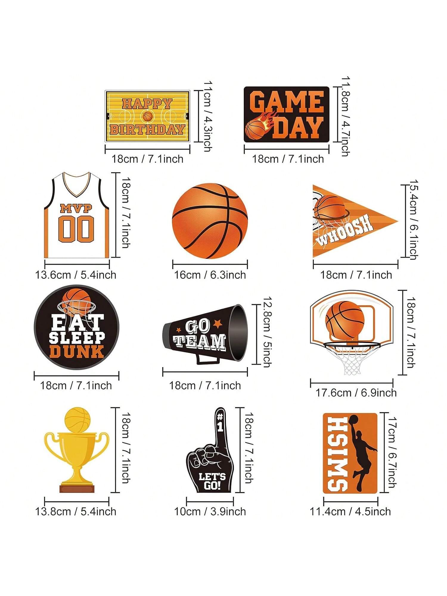 30pcs Basketball Hanging Swirl Decorations Sports Theme Party Supplies
