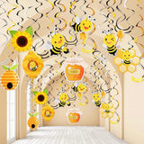 30pcs Bee Hanging Swirl Decorations Honey Bee Party Ceiling Streamers