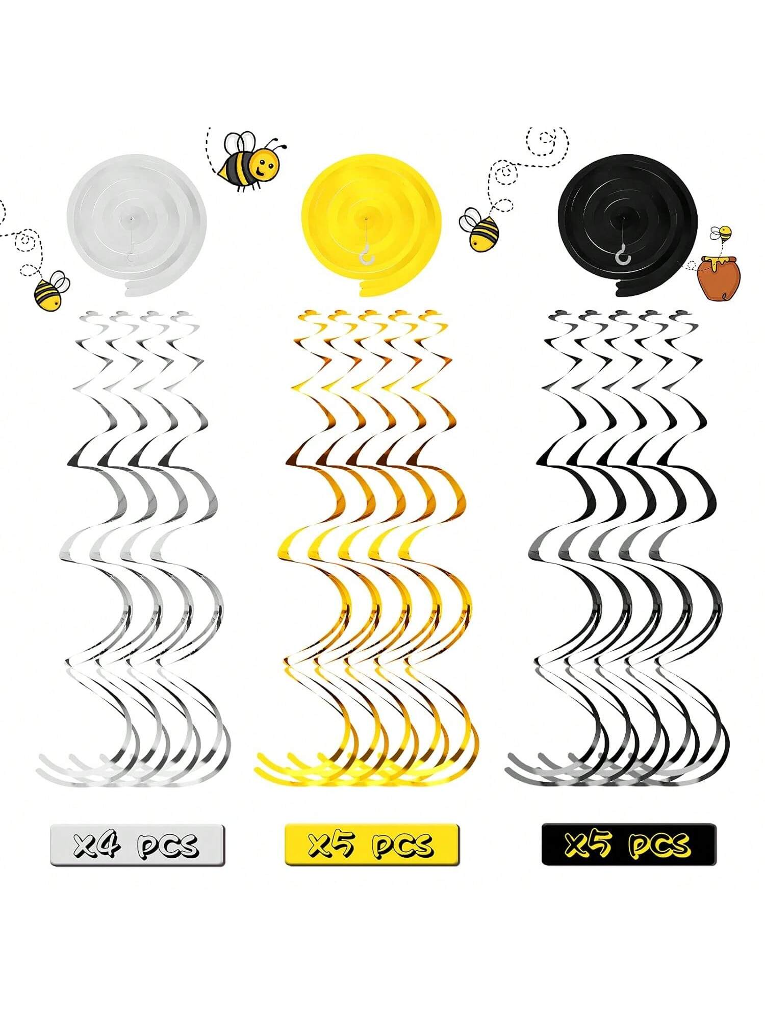 30pcs Bee Hanging Swirl Decorations Honey Bee Party Ceiling Streamers