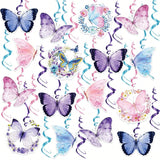 30pcs Butterfly Hanging Swirl Decorations Pink Purple Party Ceiling Decor