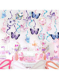 30pcs Butterfly Hanging Swirl Decorations Pink Purple Party Ceiling Decor