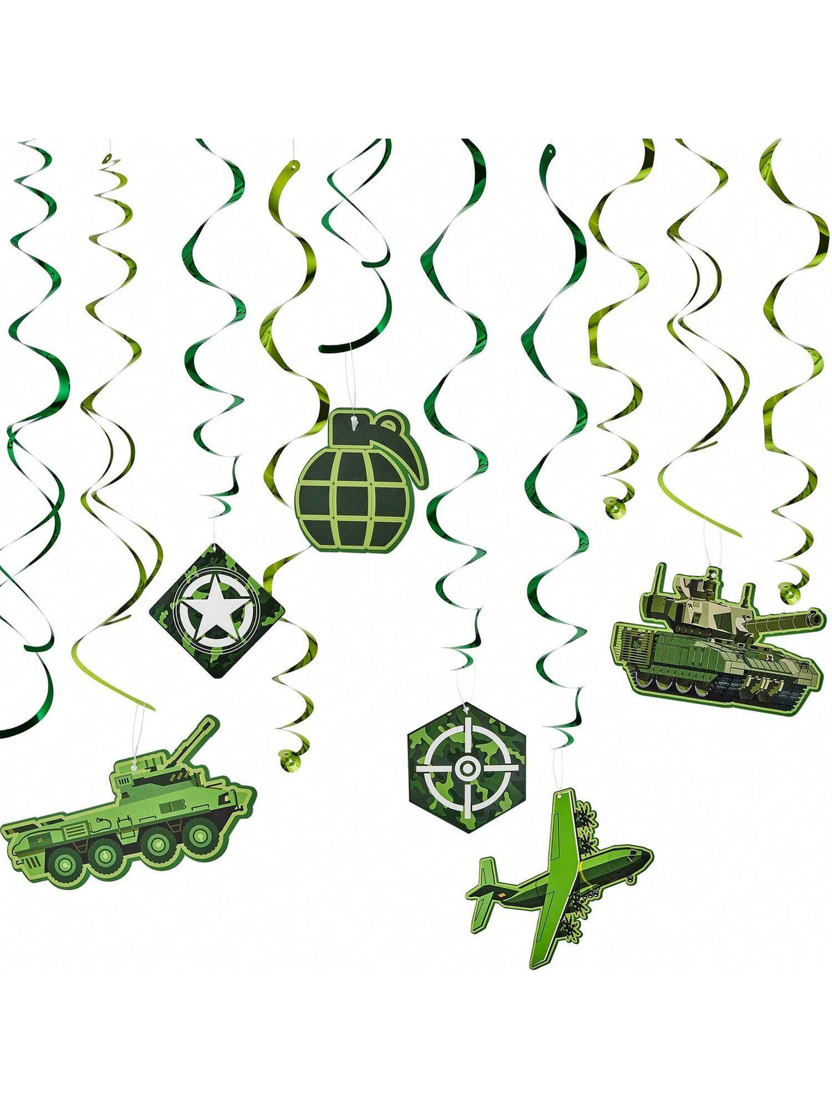 Camouflage Hanging Swirls 30pcs Military Theme Party Decor