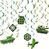 Camouflage Hanging Swirls 30pcs Military Theme Party Decor