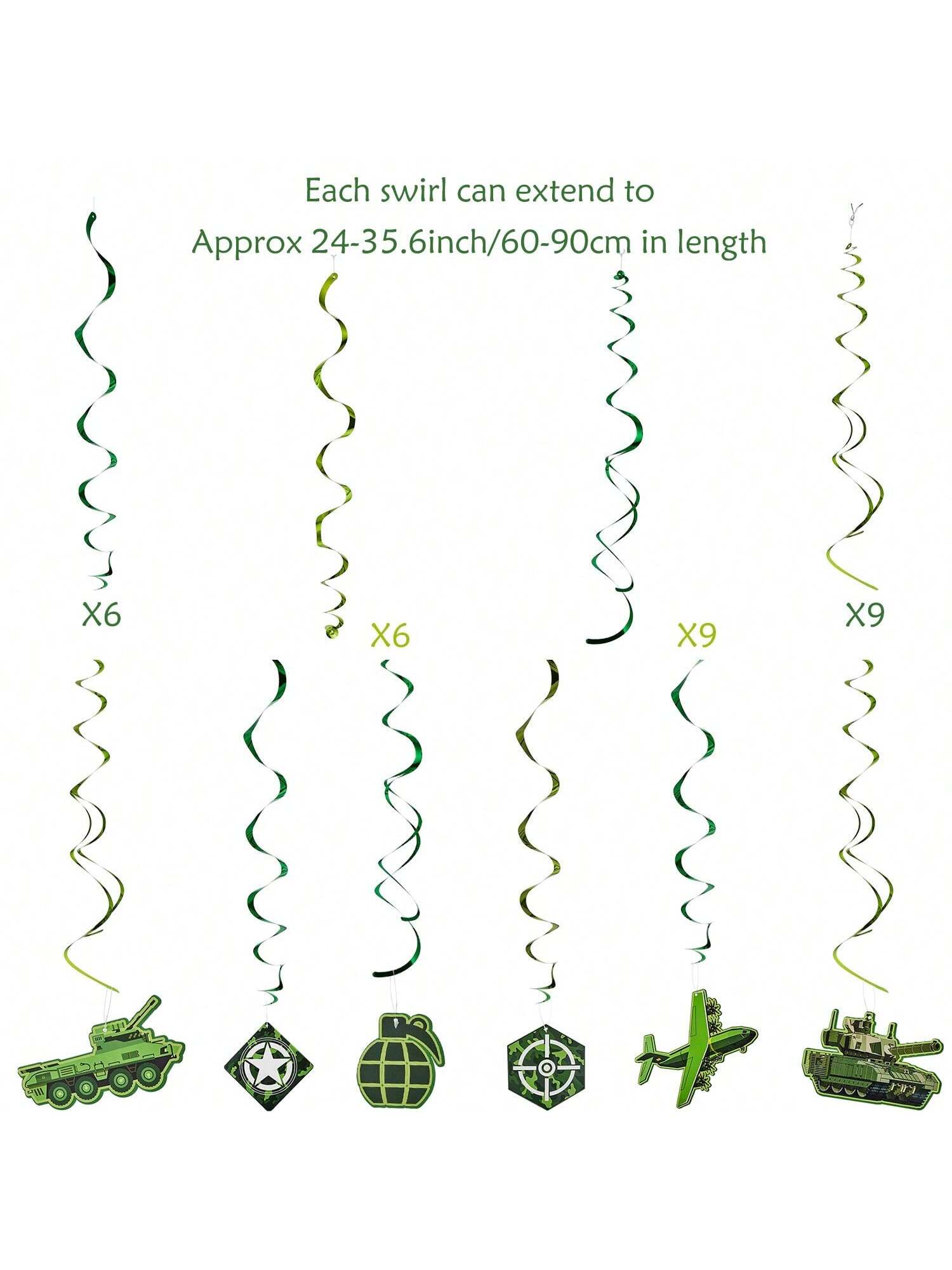 Camouflage Hanging Swirls 30pcs Military Theme Party Decor