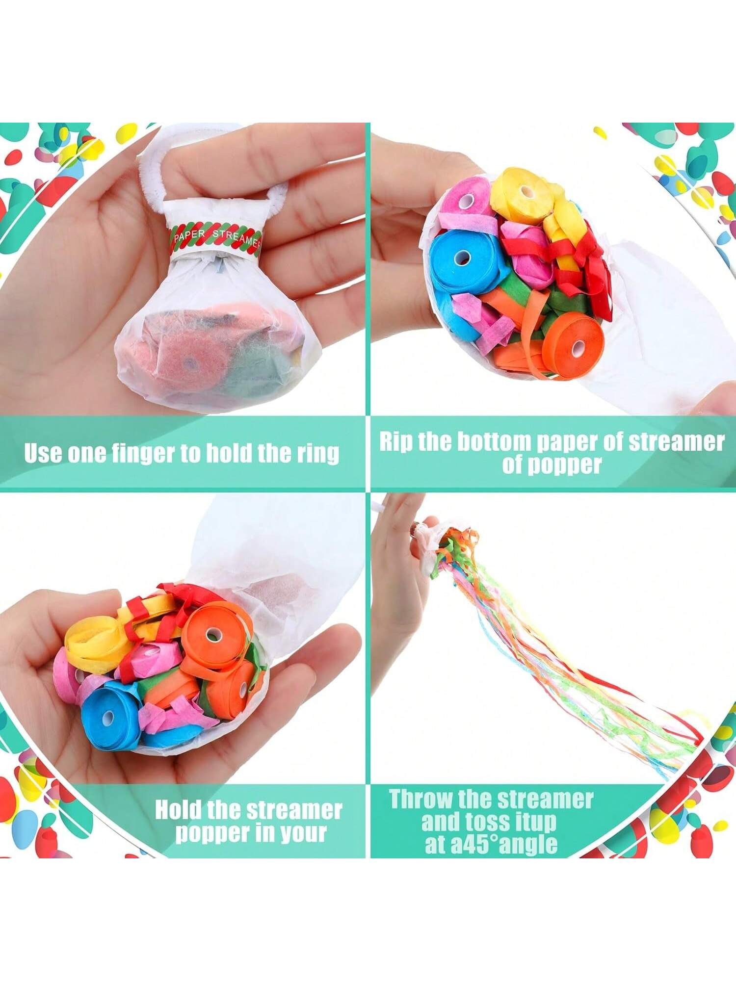 30pcs White Hand Throw Streamers No-Mess Confetti for Parties