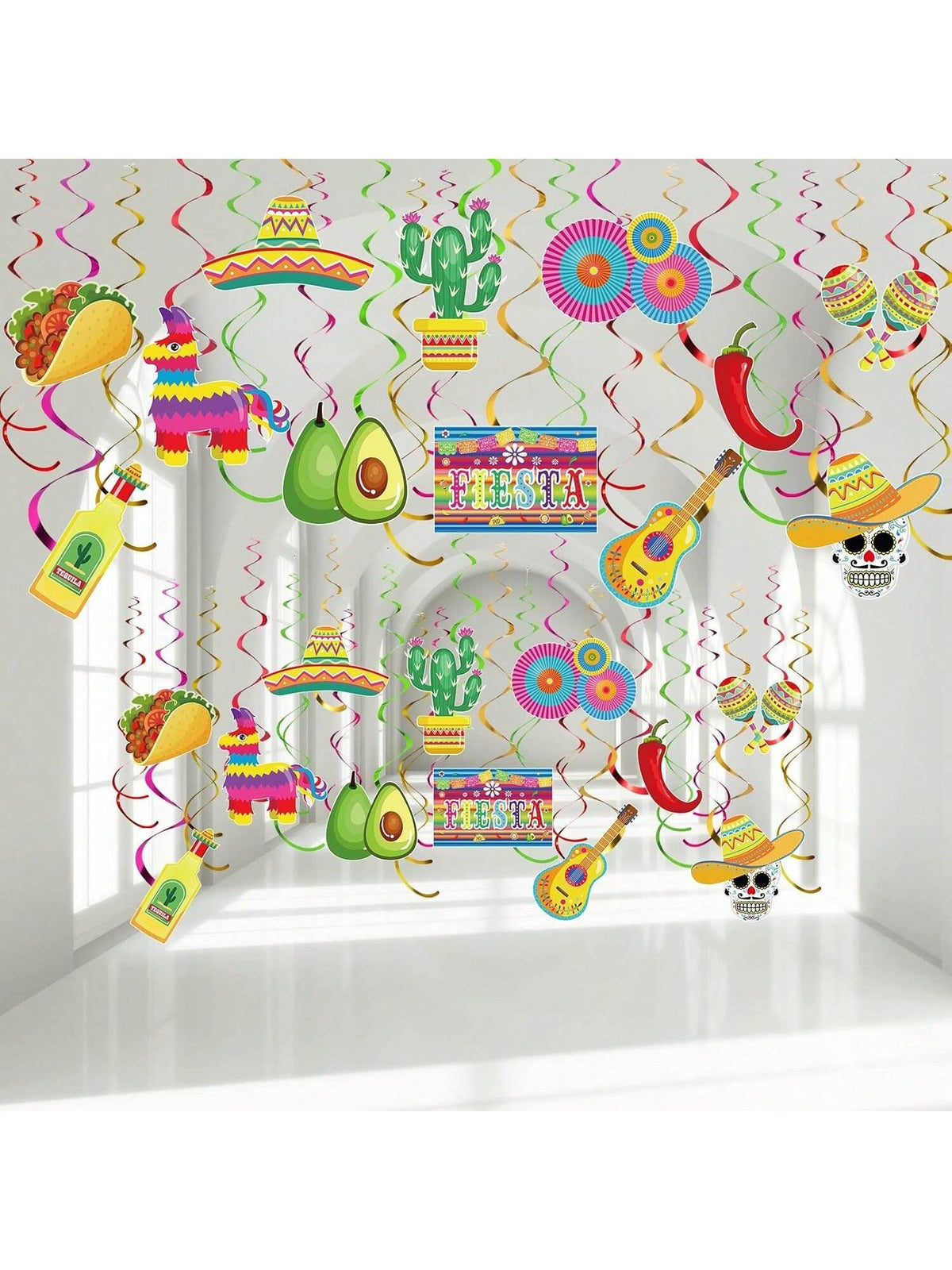 Mexican Fiesta Hanging Swirls 30pcs Cinco de Mayo Party Decor