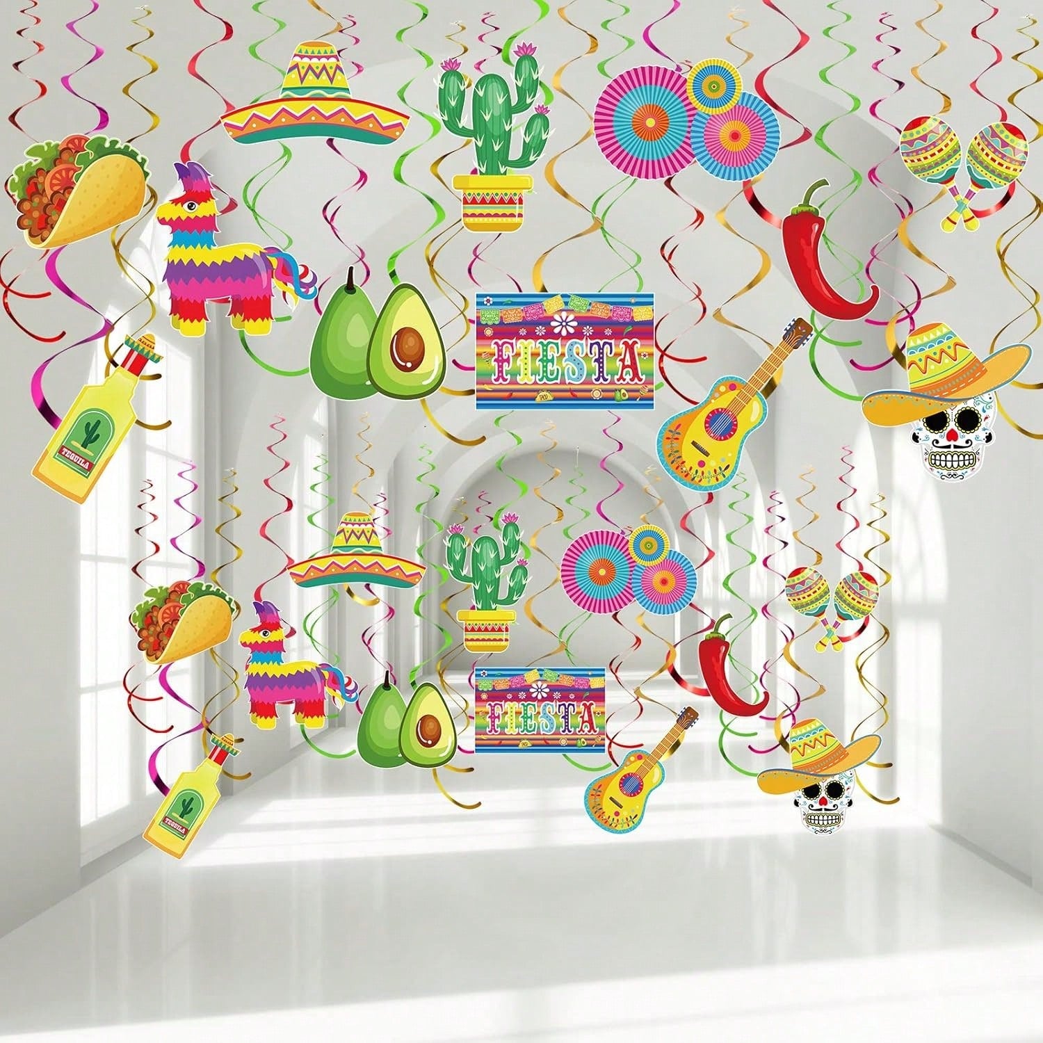 Mexican Fiesta Hanging Swirls 30pcs Cinco de Mayo Party Decor