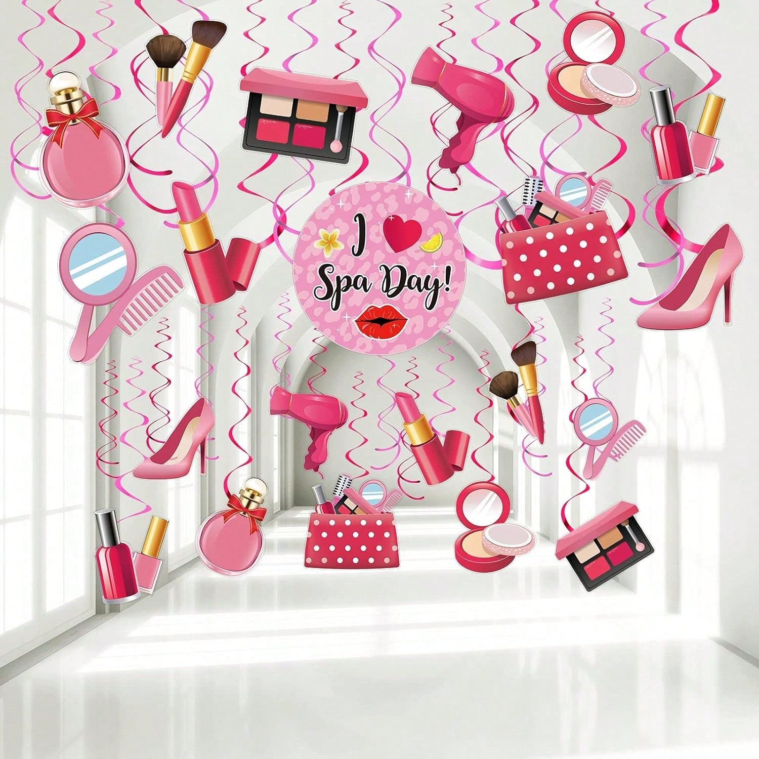Spa Day Hanging Swirls 30pcs Makeup & Nail Party Ceiling Decor