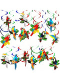 Tropical Birds Party Decorations 30 pcs Toucan Parrot Hanging Swirls for Luau