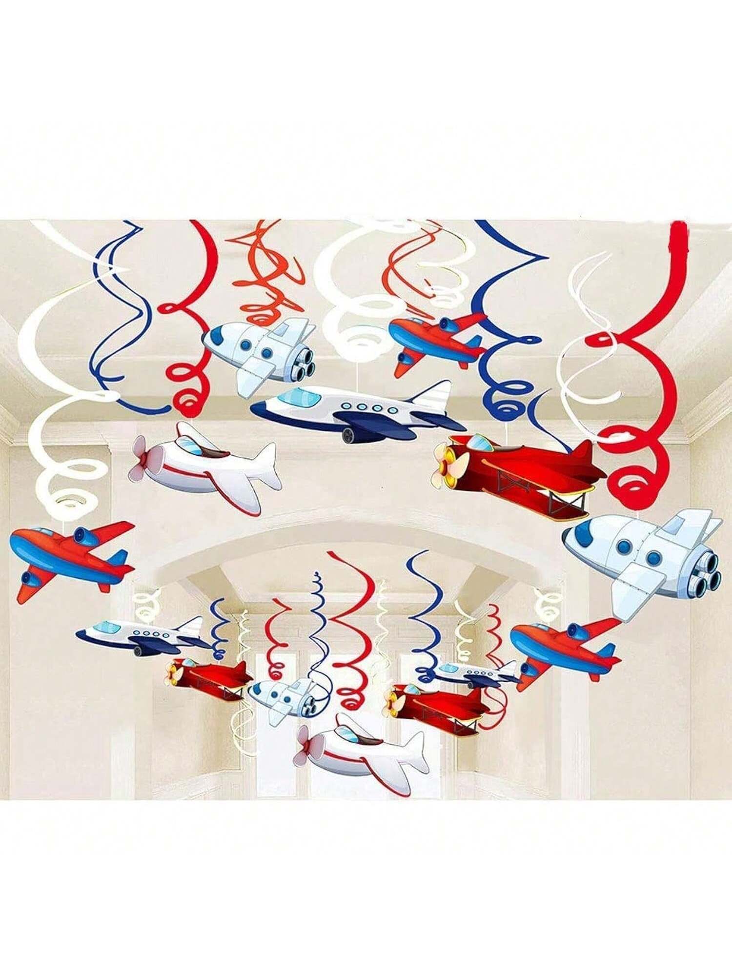 30PCS Airplane Hanging Swirls Party Decorations Birthday & Shower