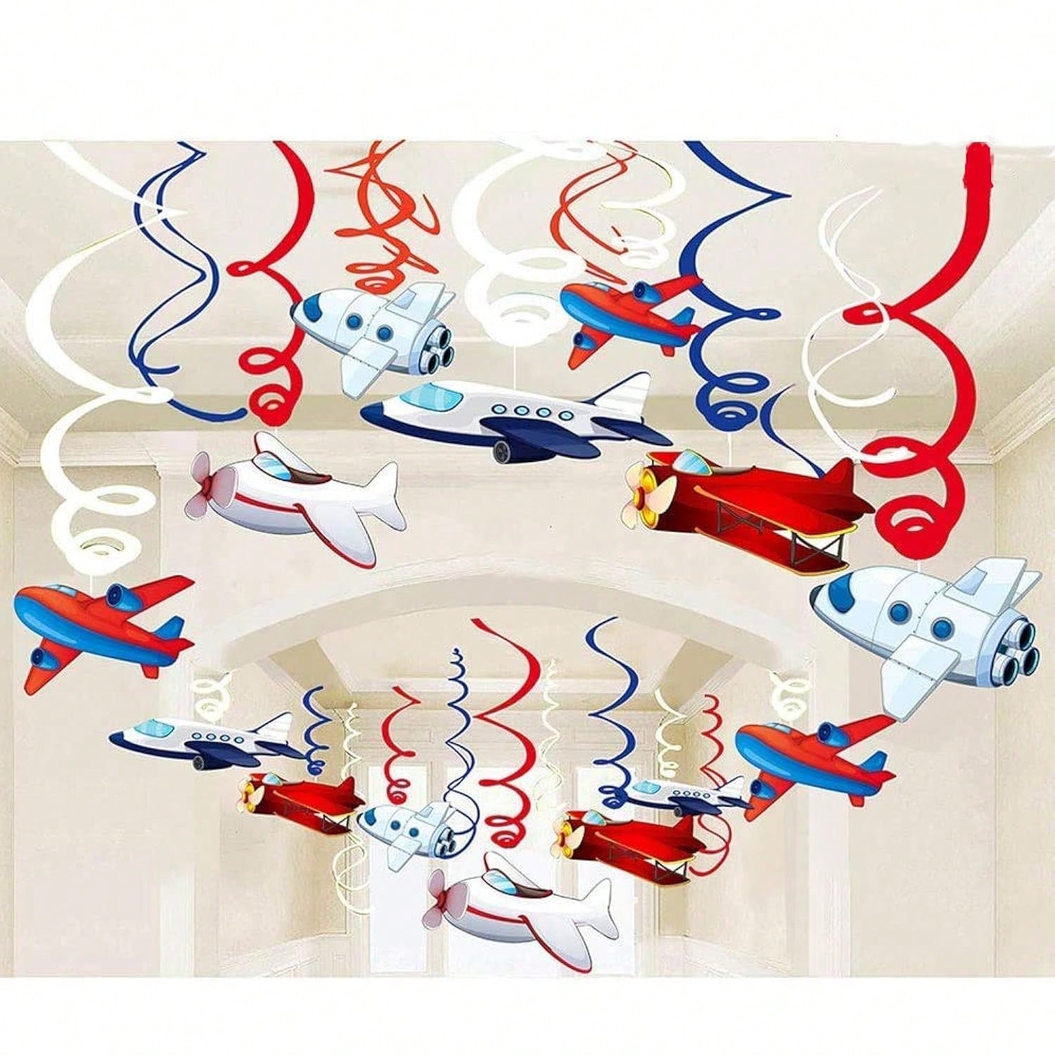 30PCS Airplane Hanging Swirls Party Decorations Birthday & Shower