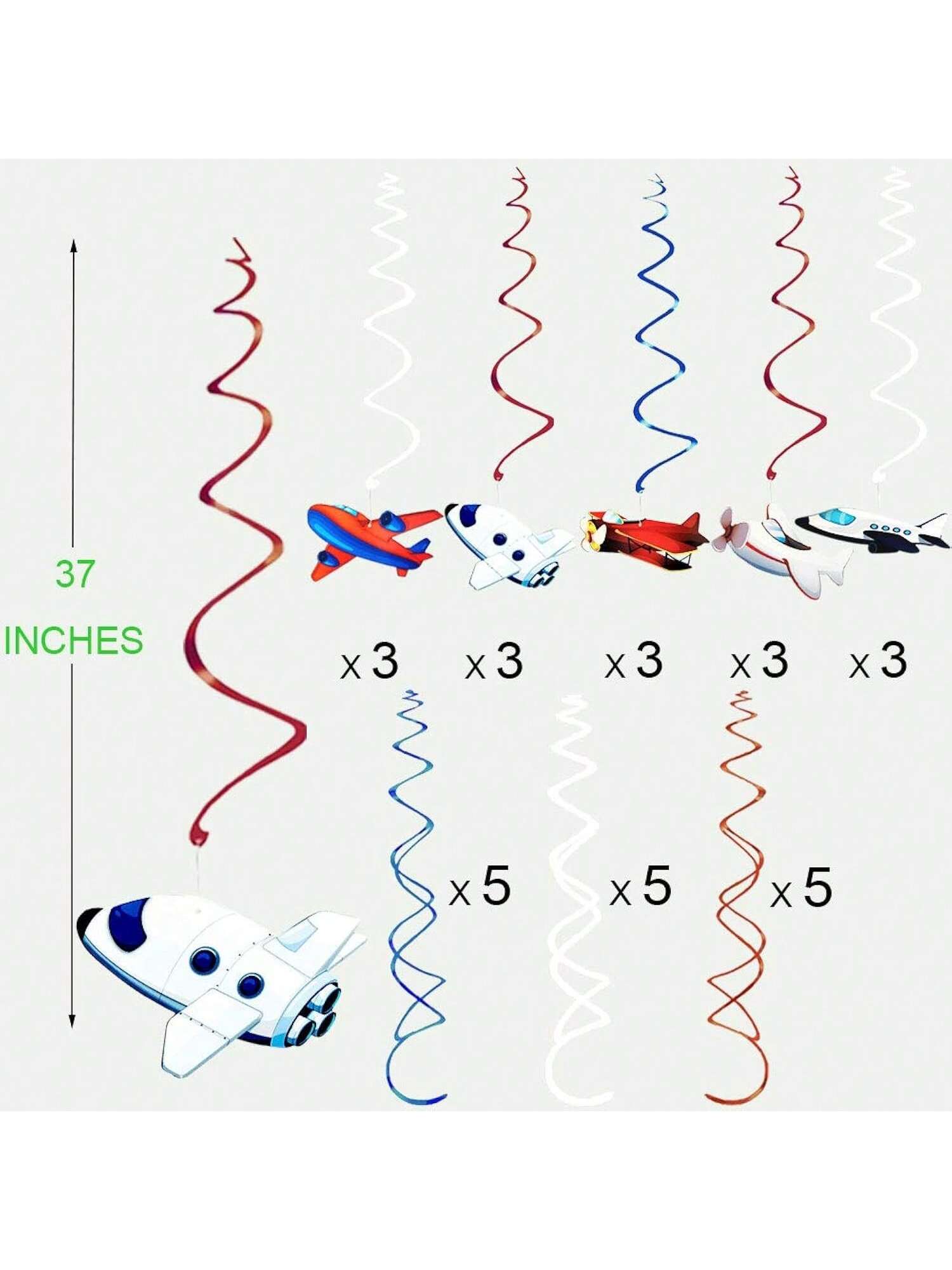 30PCS Airplane Hanging Swirls Party Decorations Birthday & Shower