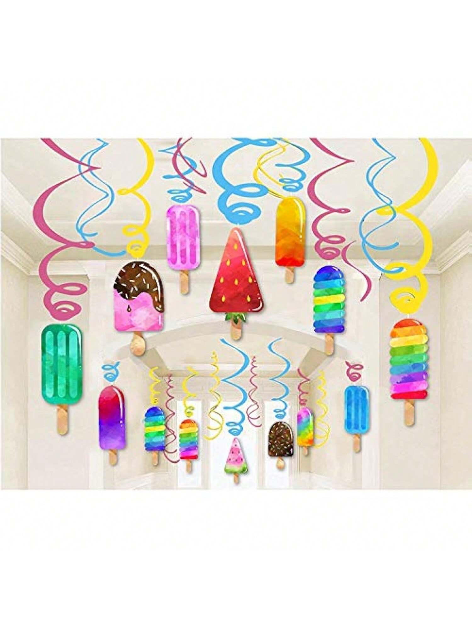 30PCS Ice Cream Hanging Swirls Summer Birthday and Baby Shower Decor