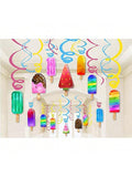 30PCS Ice Cream Hanging Swirls Summer Birthday and Baby Shower Decor