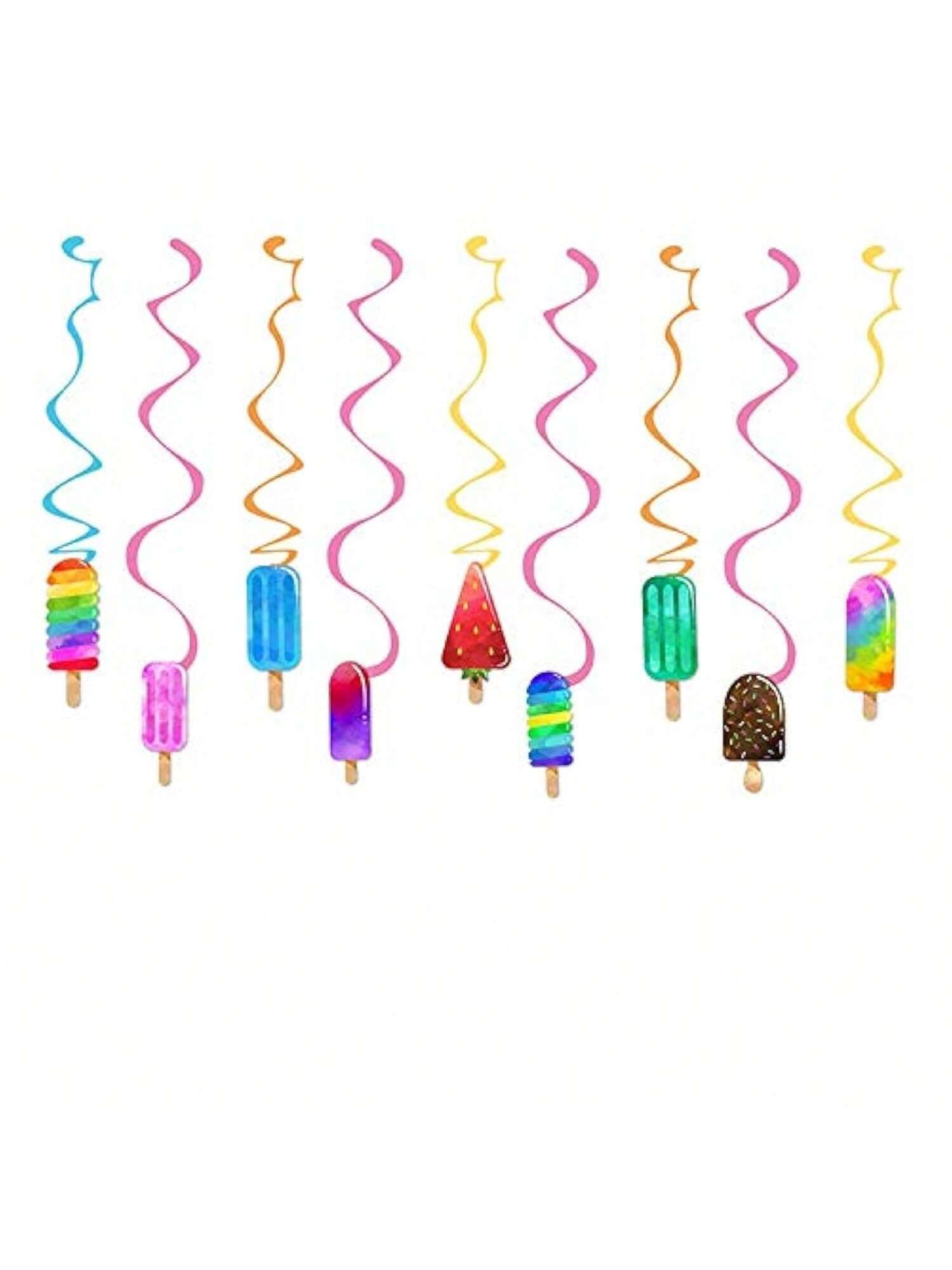 30PCS Ice Cream Hanging Swirls Summer Birthday and Baby Shower Decor