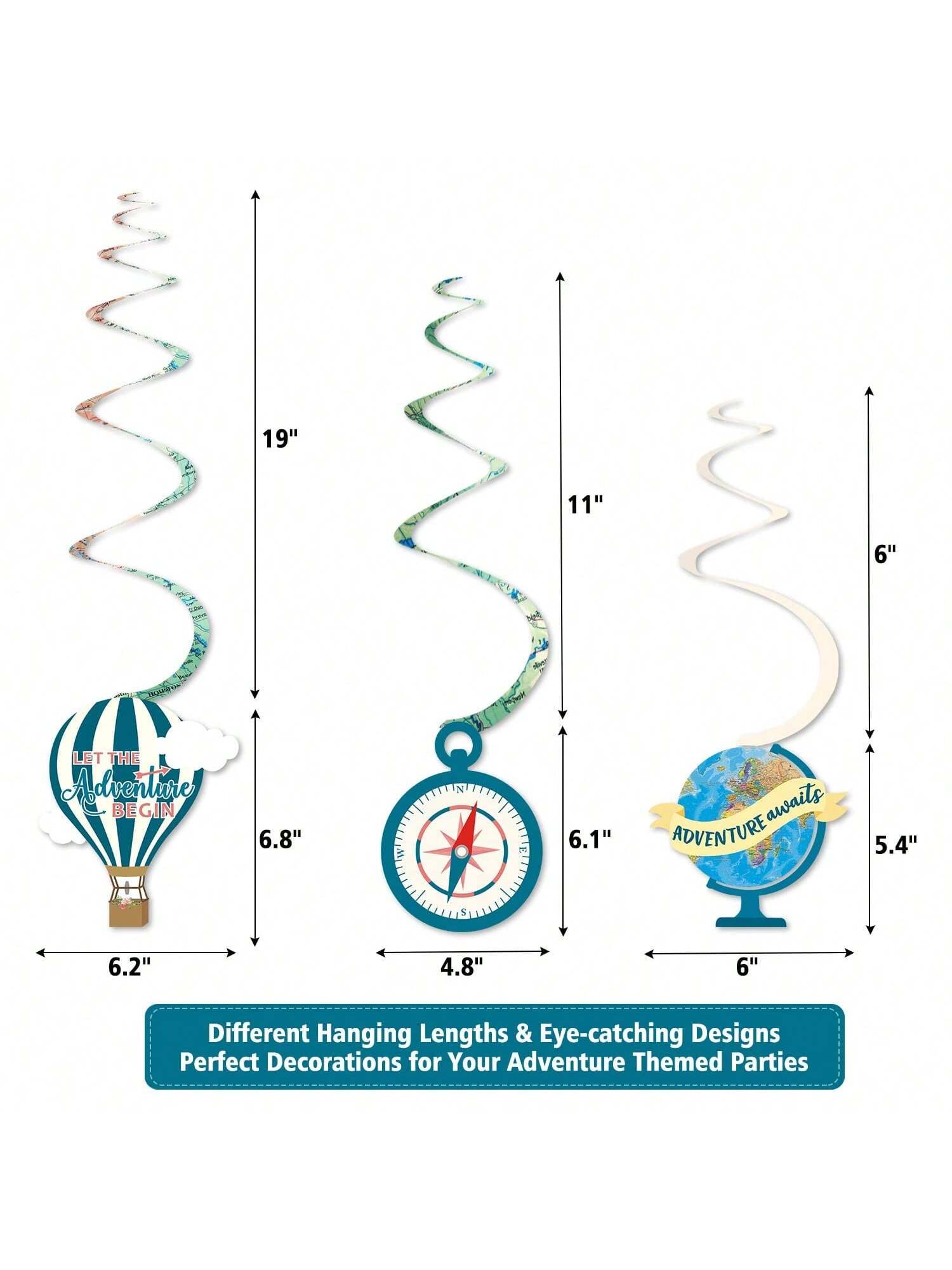 30PCS Travel Themed Hanging Swirls Adventure Bon Voyage Party Decor