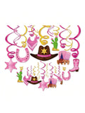 Western Cow Party Decorations 30pcs Ceiling Hanging Swirls for Kids & Classroom