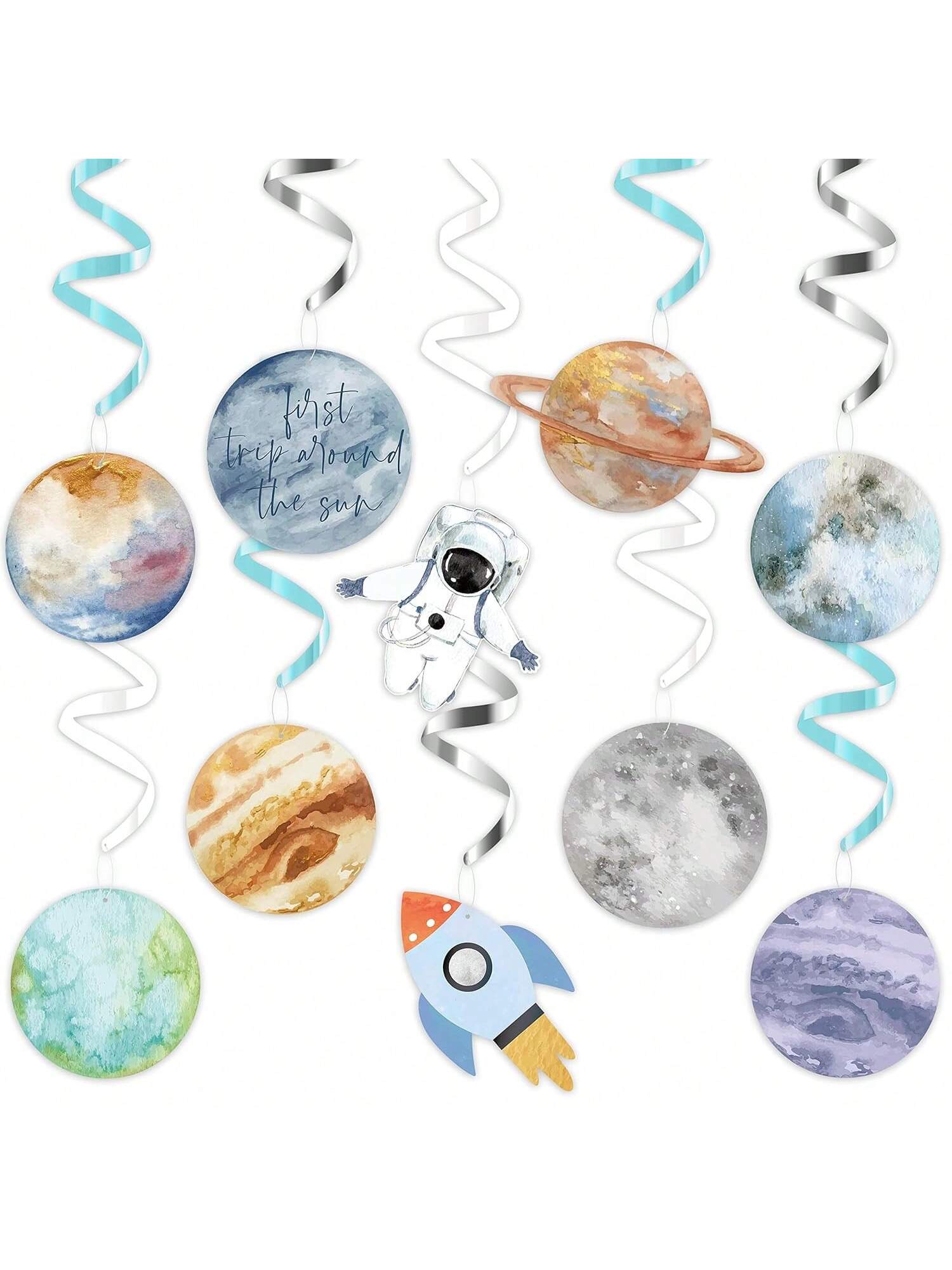 30pcs Space Party Swirl Decorations Solar System Hanging Decor for Kids