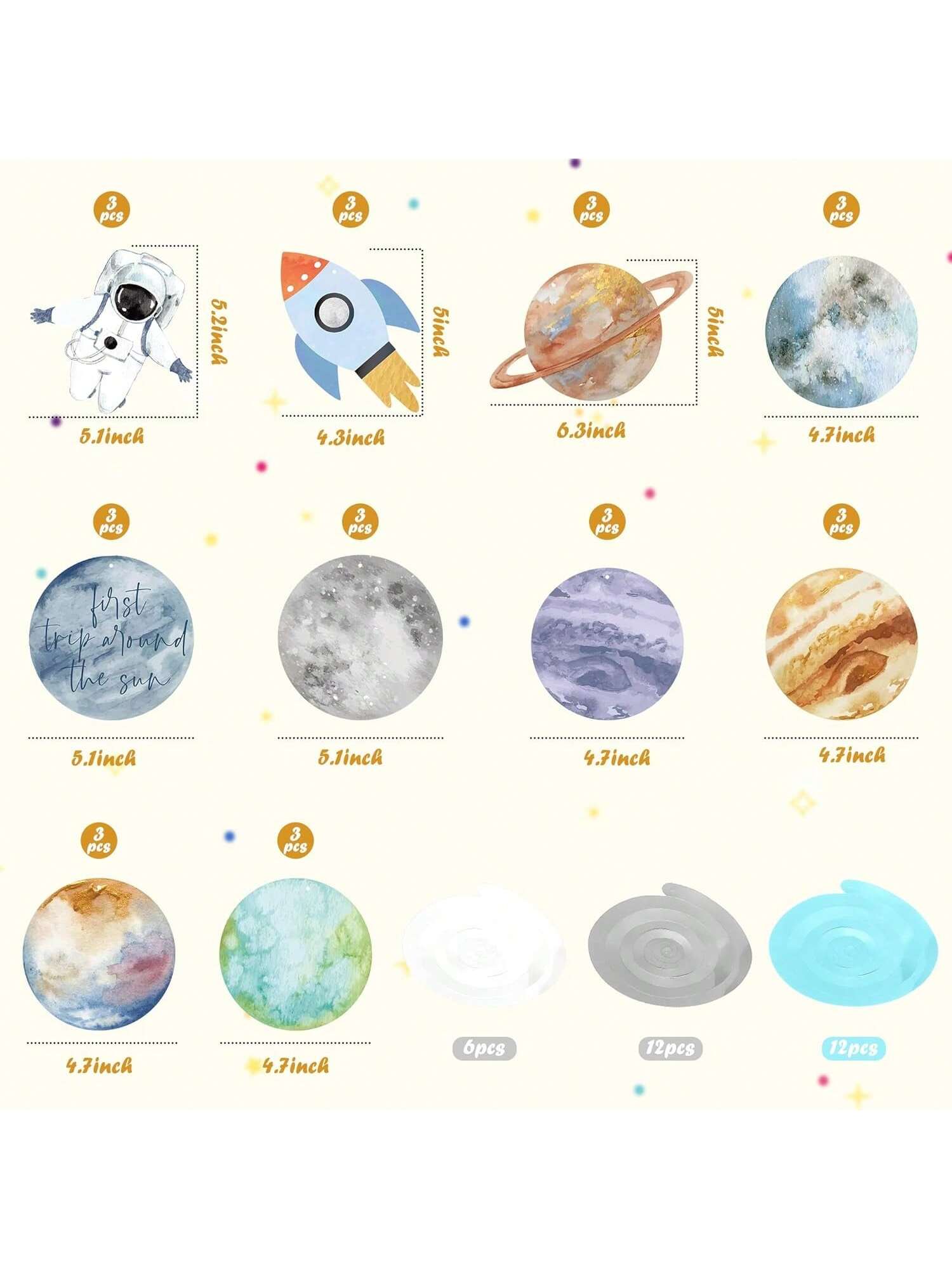 30pcs Space Party Swirl Decorations Solar System Hanging Decor for Kids