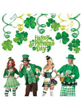 30PCS Lucky Irish Shamrock Hanging Foil Swirl Party Decorations