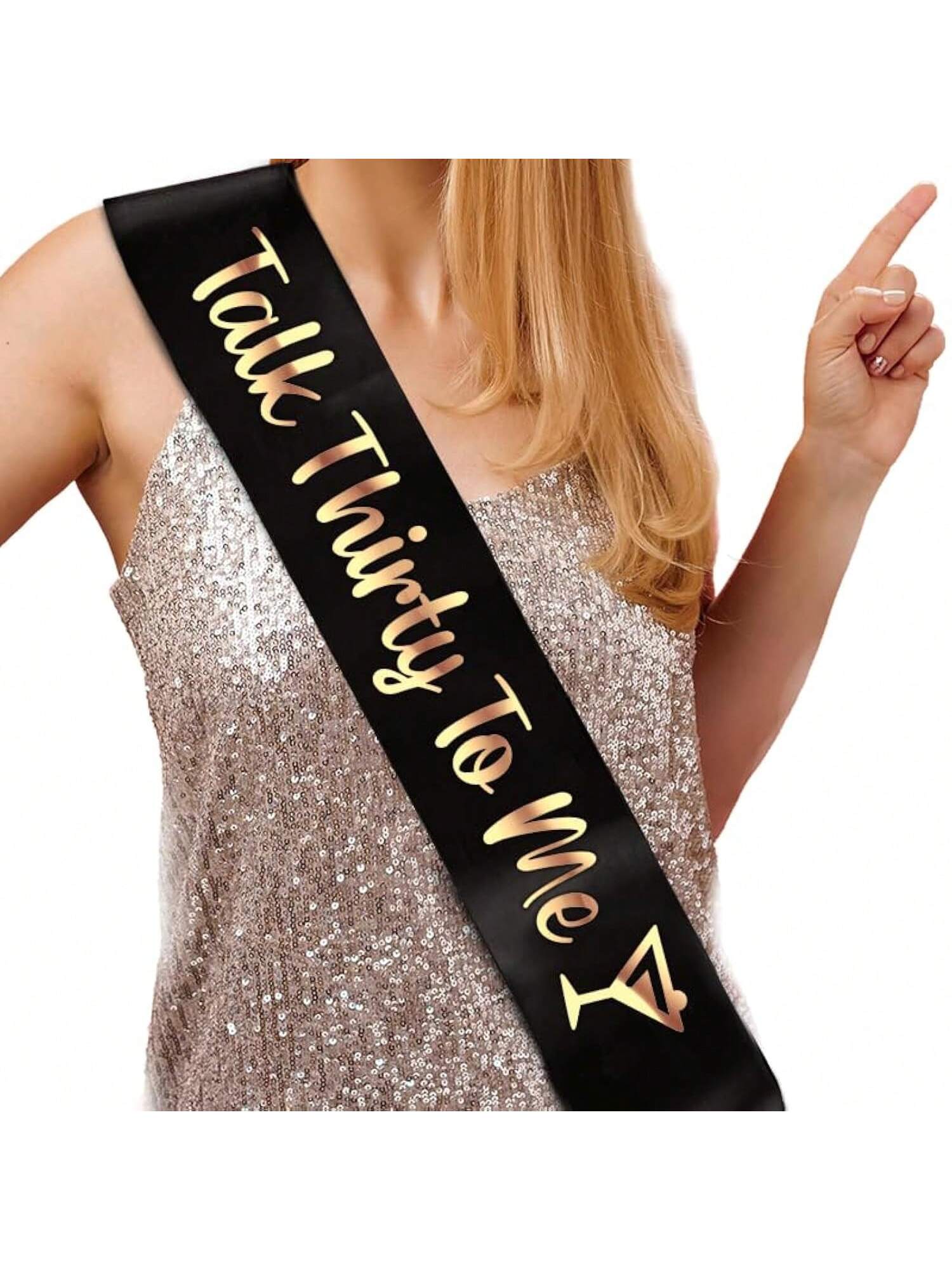 30Th Birthday Party Decorations Talk Thirty To Me Black Sash With Rose Gold Letters