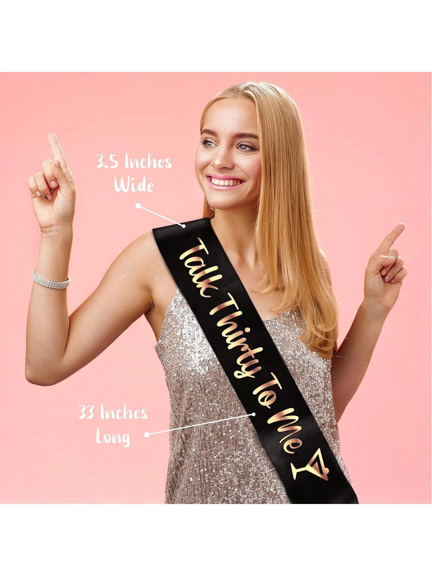30Th Birthday Party Decorations Talk Thirty To Me Black Sash With Rose Gold Letters