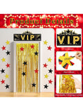 32PCS VIP Party Decorations Set Gold Red Black Stars and Door Curtain