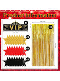 32PCS VIP Party Decorations Set Gold Red Black Stars and Door Curtain