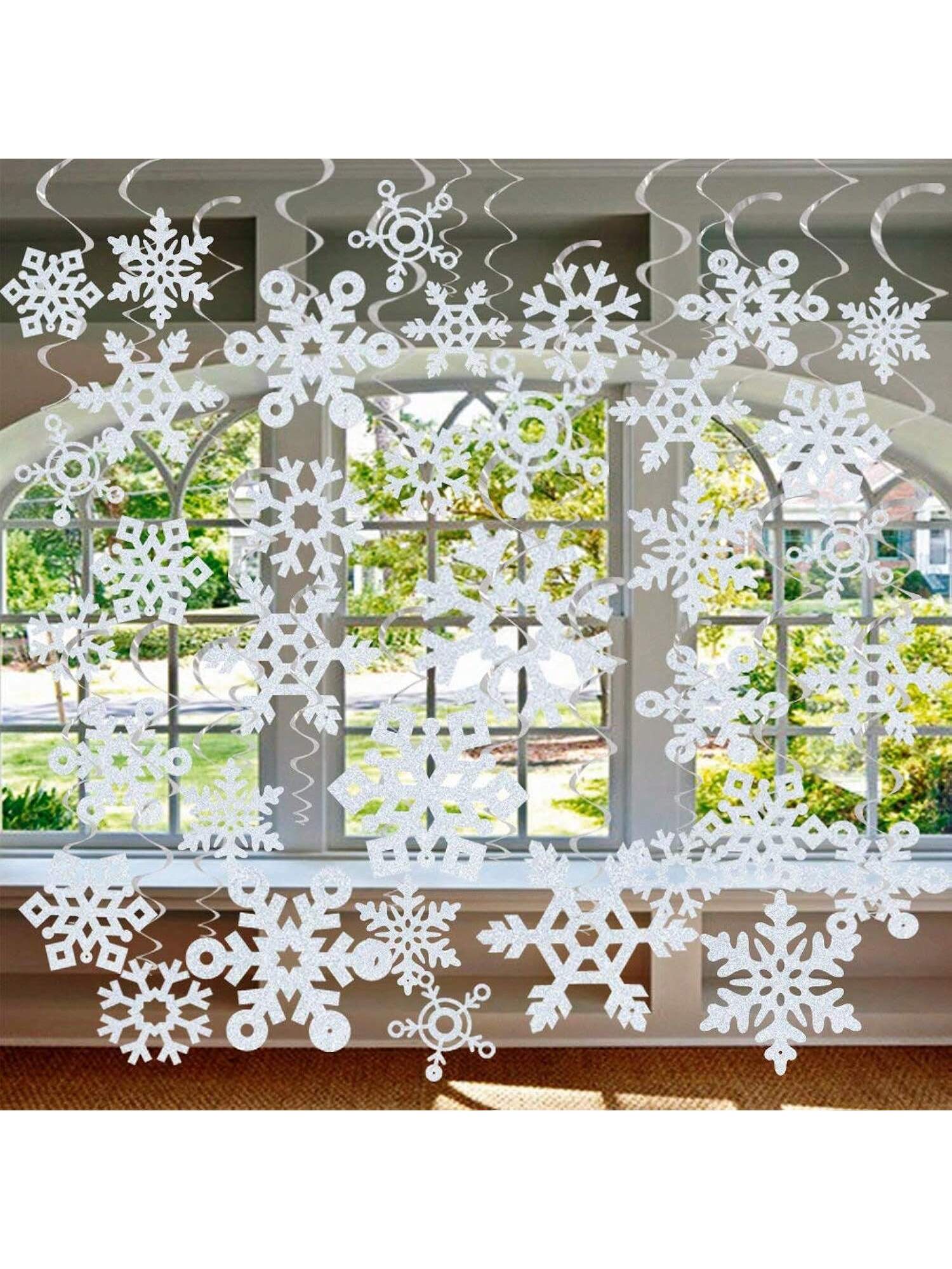 36 Pcs Snowflake Hanging Swirls For New Year Christmas Winter Party Decorations -