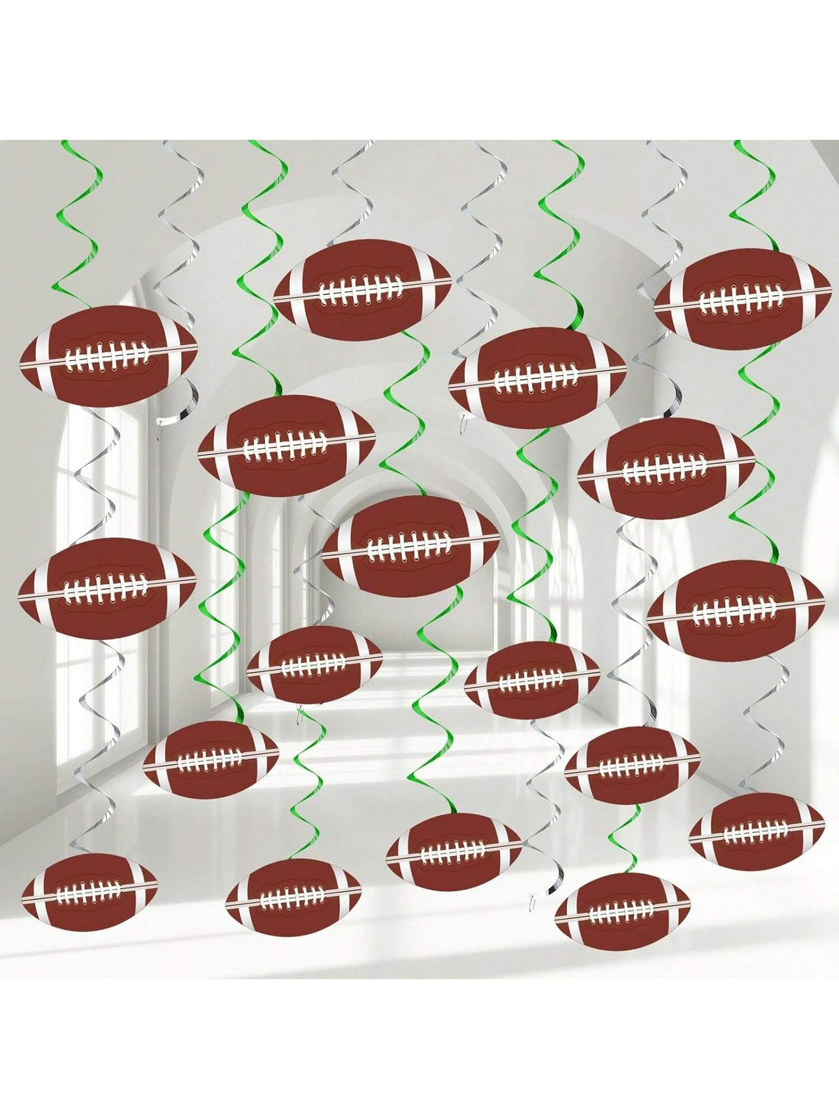 48-Piece Football Party Hanging Swirls and Sports Decor for Birthday and Events