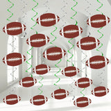 48-Piece Football Party Hanging Swirls and Sports Decor for Birthday and Events