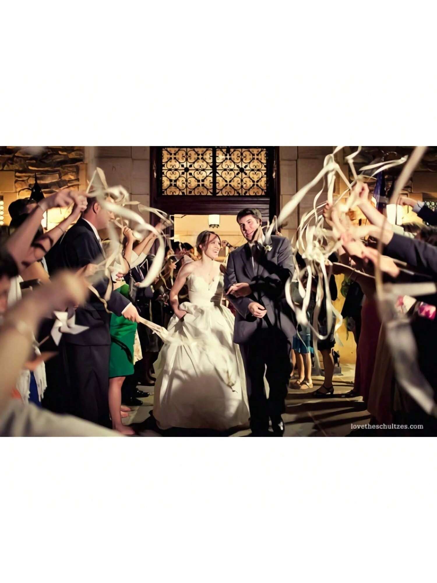 50pc Champagne Lace Ribbon Wands with Bells Party Favors Streamers