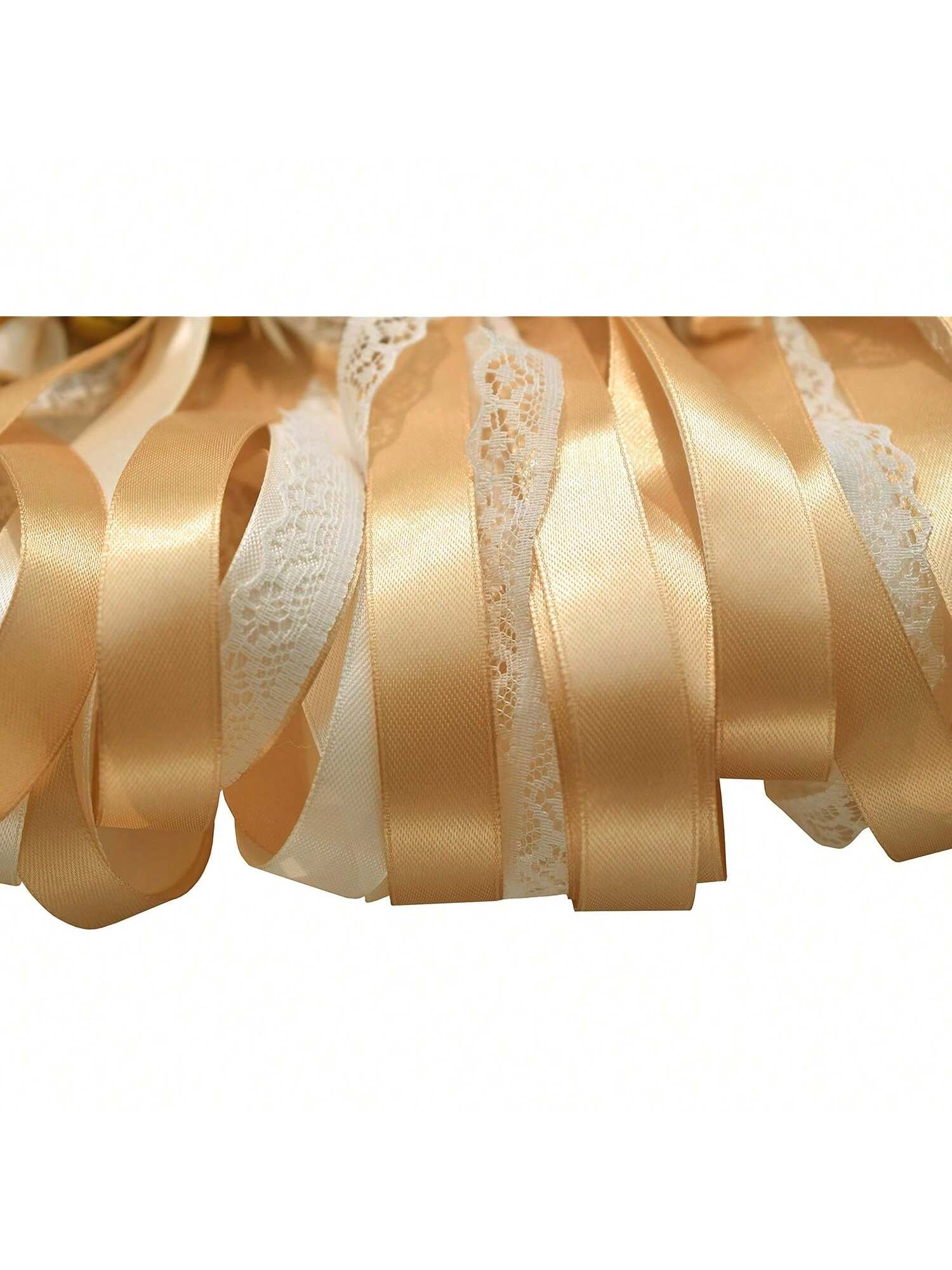 50pc Champagne Lace Ribbon Wands with Bells Party Favors Streamers