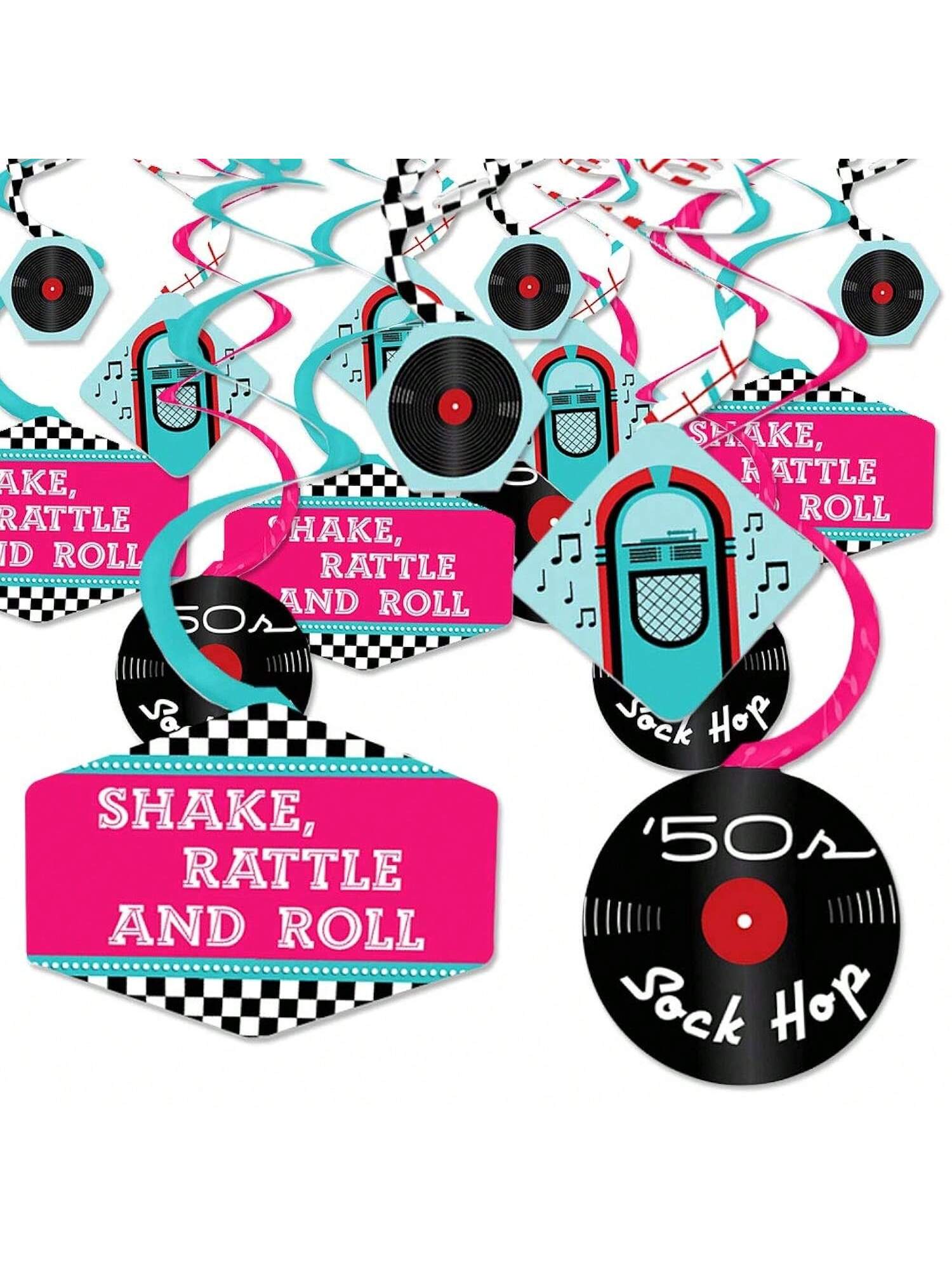 50s Sock Hop Rock N Roll Party Hanging Swirls Set of 40