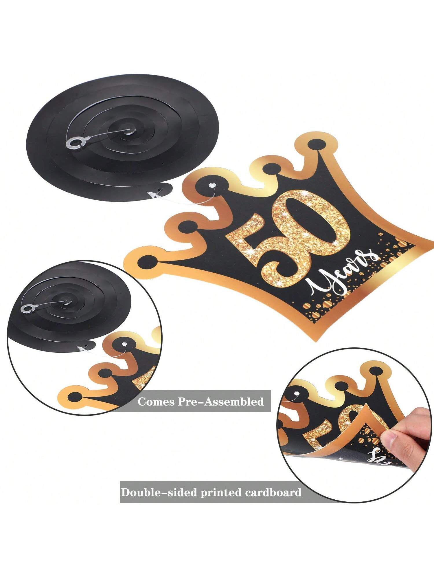50th Birthday Party Decorations 30pcs Gold Glitter Hanging Swirls for Men & Women
