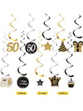 50th Birthday Party Decorations 30pcs Gold Glitter Hanging Swirls for Men & Women