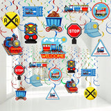 51pcs Train Birthday Party Hanging Swirl Decorations Steam Train Ceiling Decor