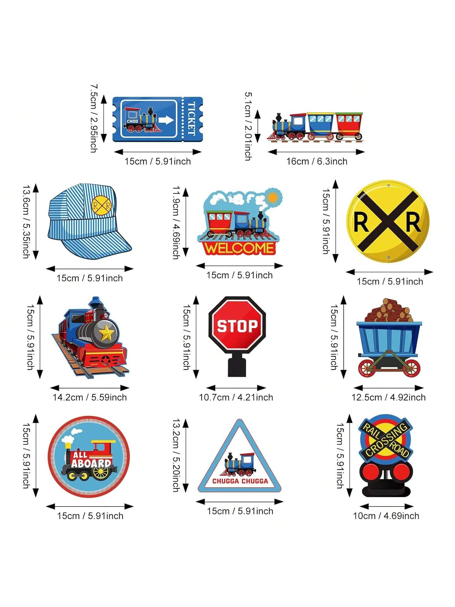51pcs Train Birthday Party Hanging Swirl Decorations Steam Train Ceiling Decor