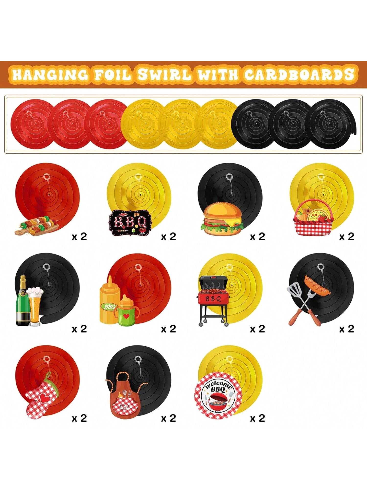 52pcs Summer Picnic Party Hanging Swirl Decorations for BBQ Birthday Carnival