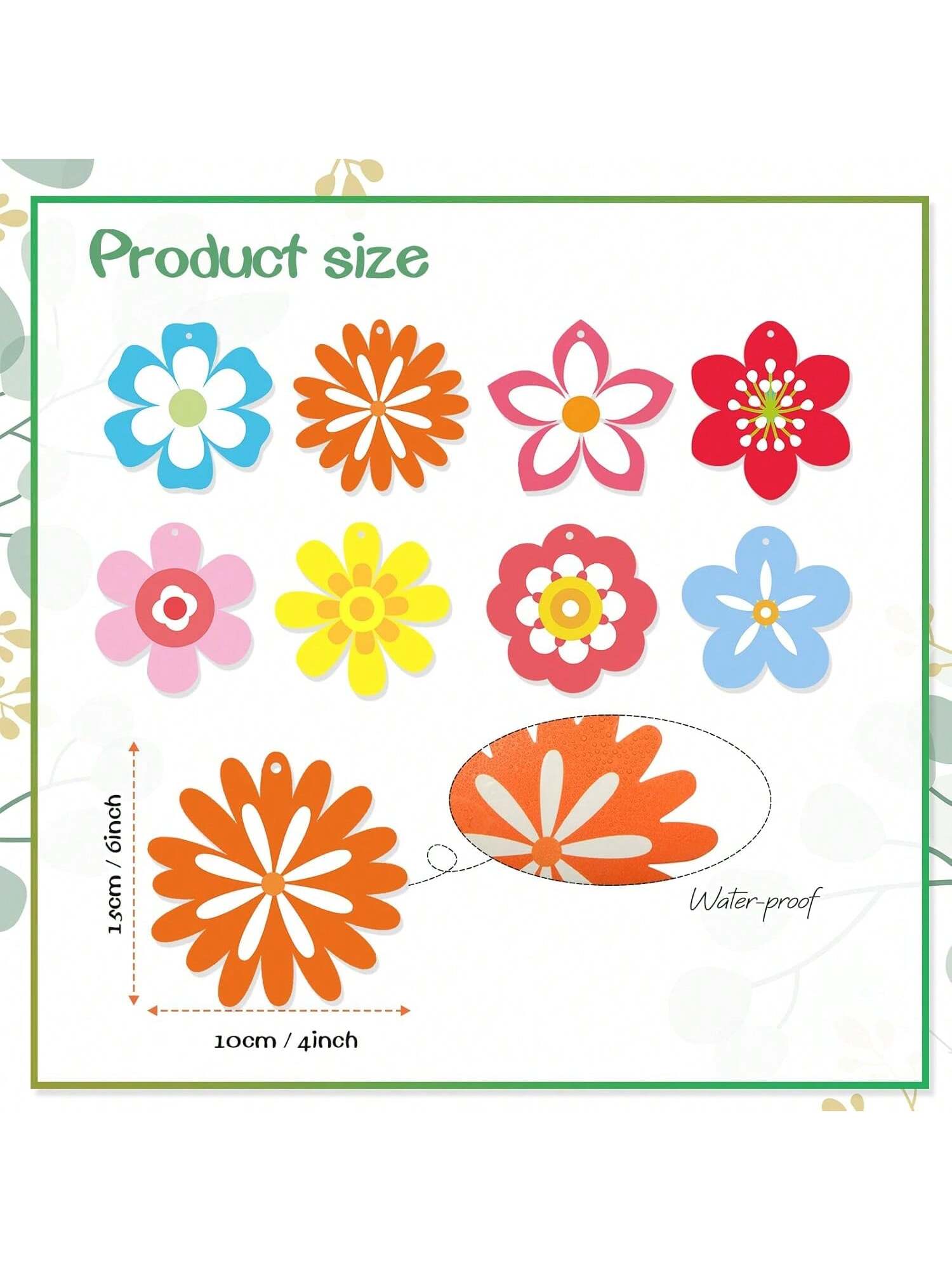 54PCS Summer Flower Hanging Decorations 4x6 Inch for Parties & Showers