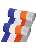 8 Rolls Crepe Paper Streamers Navy Blue Orange White Silver Party Decor