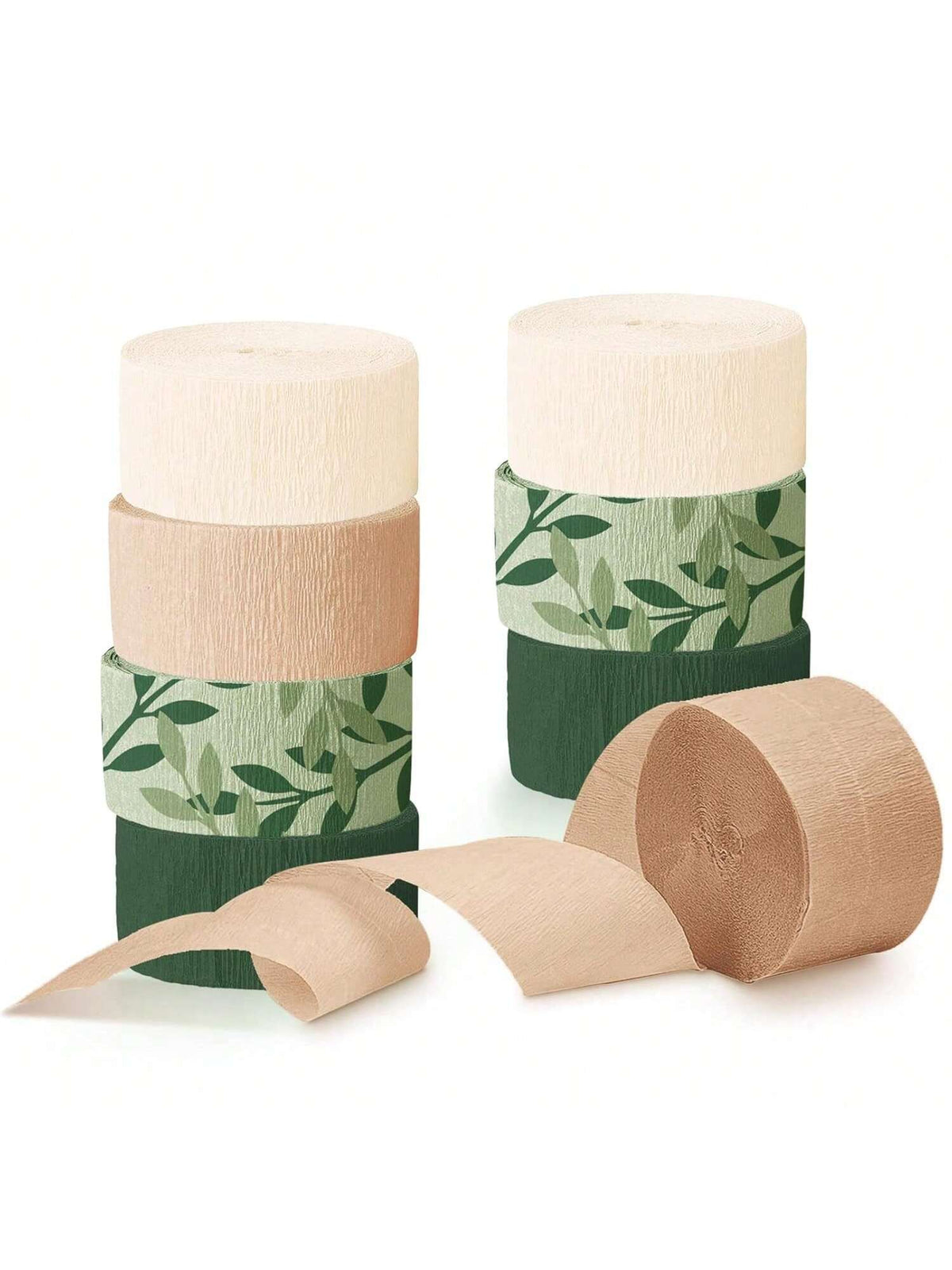 8 Rolls Olive Green Crepe Paper Streamers 82ft for Party DIY Decorations